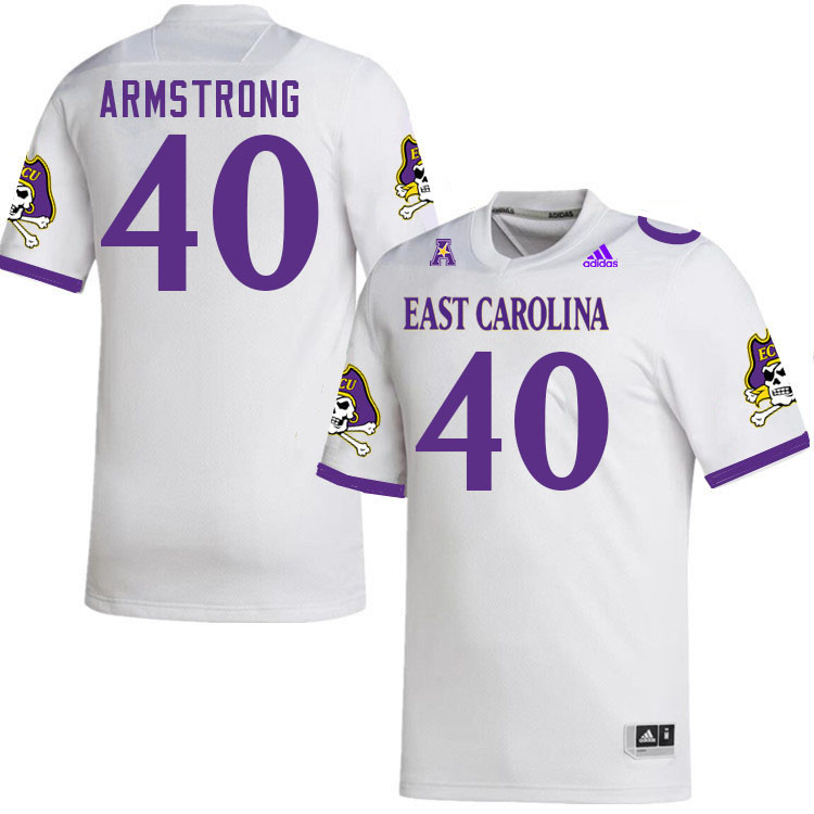 Men #40 CJ Armstrong ECU Pirates College Football Jerseys Stitched Sale-White